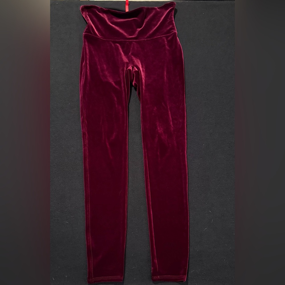 Spanx‎ Velvet Leggings 2070 Rich Burgundy Womens Size Large